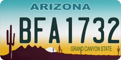 AZ license plate BFA1732