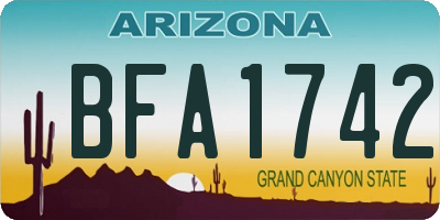 AZ license plate BFA1742