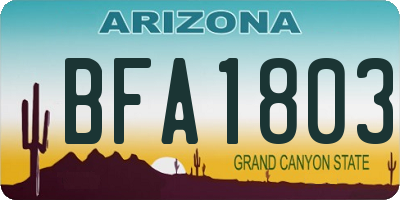 AZ license plate BFA1803