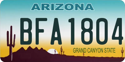 AZ license plate BFA1804