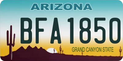 AZ license plate BFA1850