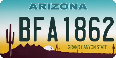 AZ license plate BFA1862