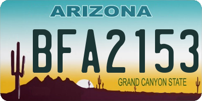 AZ license plate BFA2153