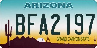 AZ license plate BFA2197