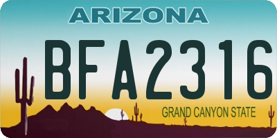 AZ license plate BFA2316