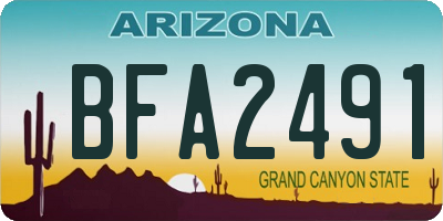 AZ license plate BFA2491