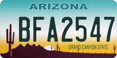 AZ license plate BFA2547