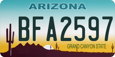 AZ license plate BFA2597
