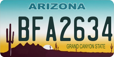 AZ license plate BFA2634