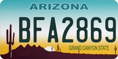 AZ license plate BFA2869