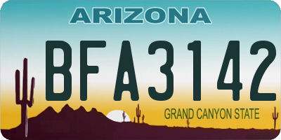 AZ license plate BFA3142