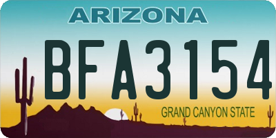 AZ license plate BFA3154