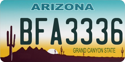 AZ license plate BFA3336