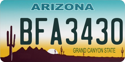 AZ license plate BFA3430