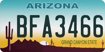 AZ license plate BFA3466