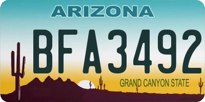 AZ license plate BFA3492