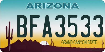 AZ license plate BFA3533