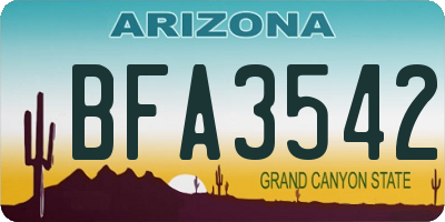 AZ license plate BFA3542
