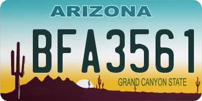 AZ license plate BFA3561