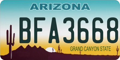 AZ license plate BFA3668