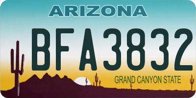 AZ license plate BFA3832