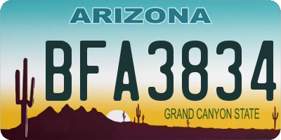 AZ license plate BFA3834