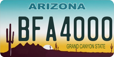 AZ license plate BFA4000