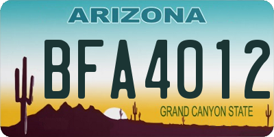 AZ license plate BFA4012