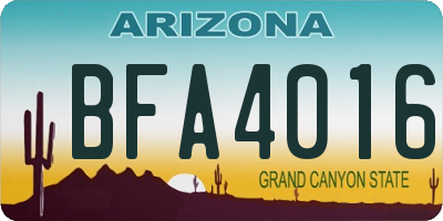 AZ license plate BFA4016
