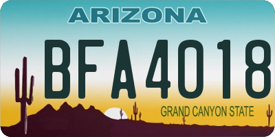 AZ license plate BFA4018