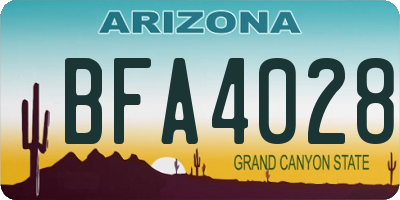 AZ license plate BFA4028