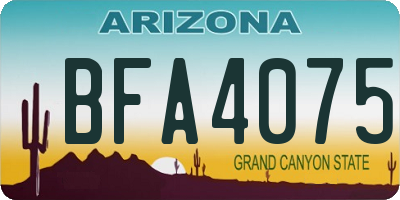 AZ license plate BFA4075