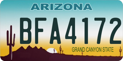AZ license plate BFA4172