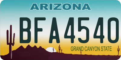 AZ license plate BFA4540