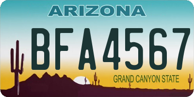 AZ license plate BFA4567