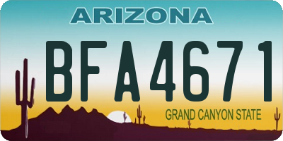 AZ license plate BFA4671