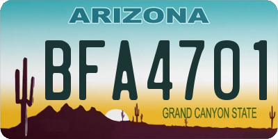 AZ license plate BFA4701