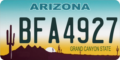 AZ license plate BFA4927