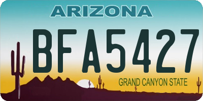AZ license plate BFA5427