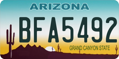 AZ license plate BFA5492