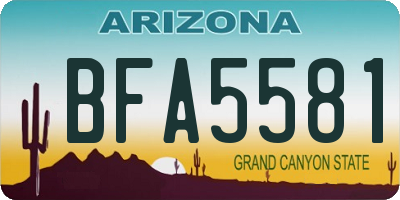 AZ license plate BFA5581