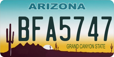 AZ license plate BFA5747