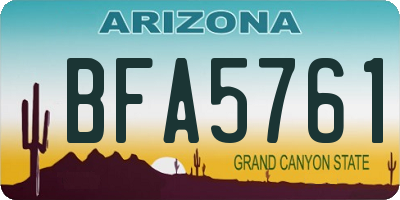 AZ license plate BFA5761