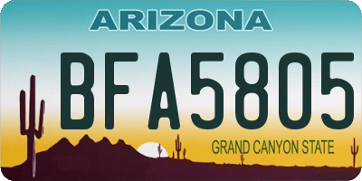 AZ license plate BFA5805