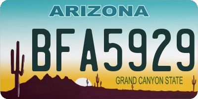 AZ license plate BFA5929
