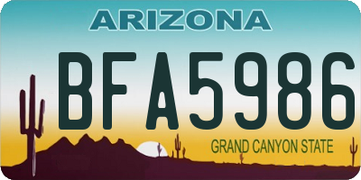 AZ license plate BFA5986