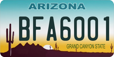 AZ license plate BFA6001