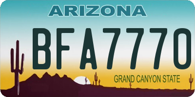 AZ license plate BFA7770