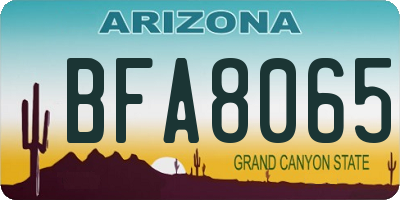 AZ license plate BFA8065