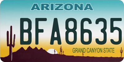AZ license plate BFA8635